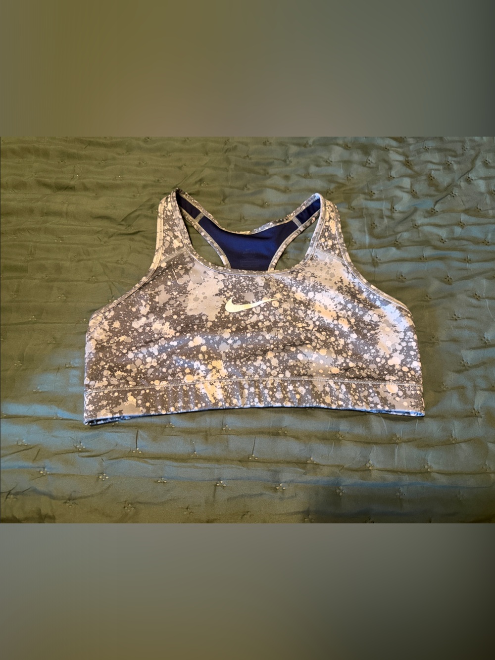 Nike Grey & White Splatter Print Racerback Sports Bra